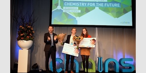 Foto Team Beads vs Beats winnaar Holland Chemistry Studentencompetitie 2018 fotocredits Thijs 't Har