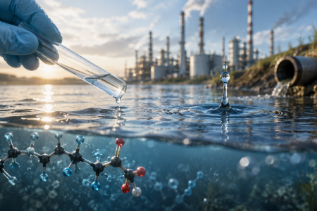 Chemische vervuiling onder het wateroppervlak